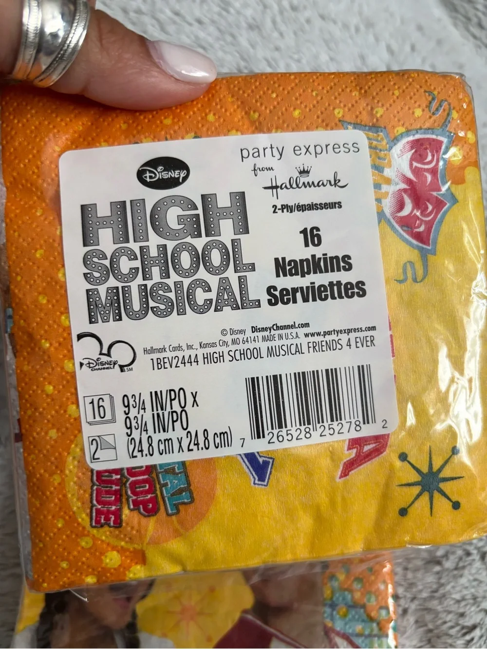 Vintage Hallmark Disney High School Musical Orange Yellow Party Napkins Y2K NOS